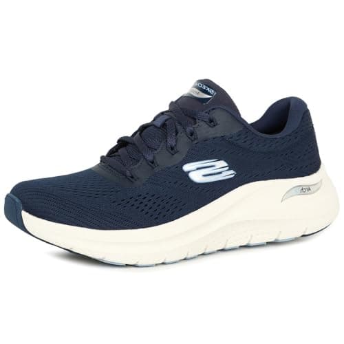 Image of Skechers Women's Arch Fit 2.0 Big League Sneaker, Navy Mesh/White Trim, 8 UK