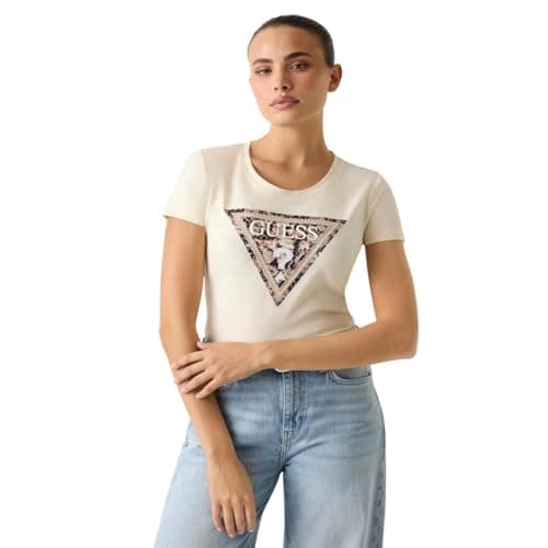 Image of GUESS Leo Triangle Short Sleeve T-Shirt S White