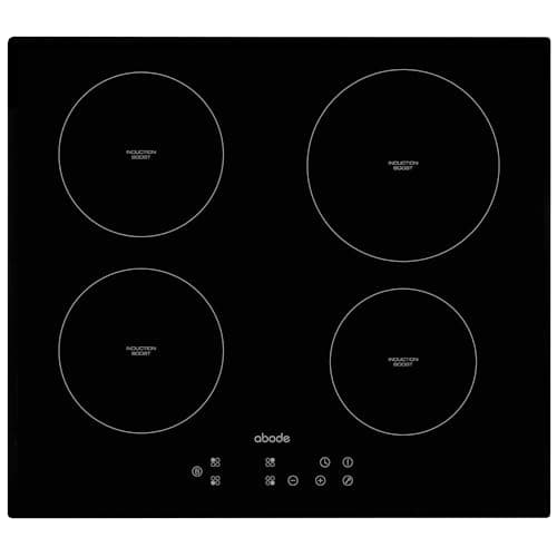 Image of Abode Induction Hob 59cm Ceramic Cooktop with 4 Cooking Zones, Electric 9 Power Levels, Touch Control & Easy Clean, Safety Cut Off, Timer & LED Display, Child Lock & Pan Auto Detect Feature A60IH301B