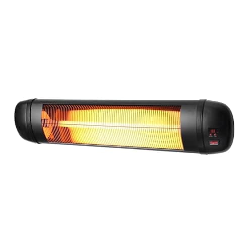 Image of Heatlab 2kW Quartz Bulb Wall Mounted Infrared Outdoor Patio Heater with Remote Control in Black