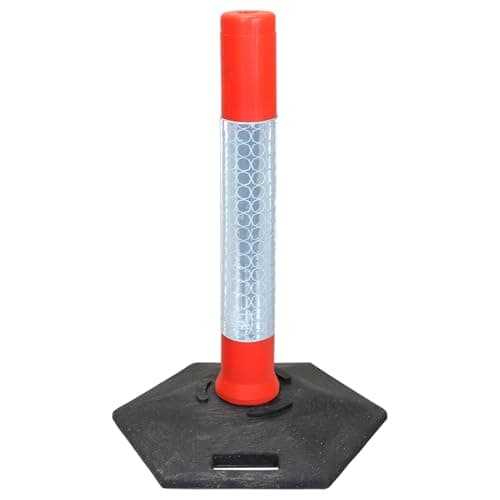 Image of Traffic Cylinder Post with Weighted Base – Orange Bollard for Temporary Road Safety & Crowd Control | No Fixings Needed | Multiple Sizes & Packs – Street Solutions UK (1, 750mm)
