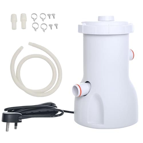 Image of Outsunny Cartridge Filter Pump for 13'-15' Above Ground Pools, 800GPH (3028 LPH) Swimming Pool Filter Pump with Hose and Hose Clamps, White