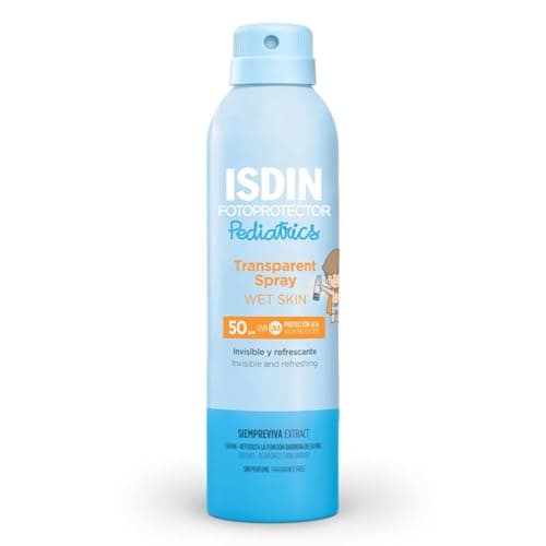 Image of ISDIN Fotoprotector Transparent Spray Wet Skin Pediatrics SPF 50 - Kids Sunscreen Spray - Invisible, Instant Dry & Water Resistant - Apply on Wet Skin, 250ml