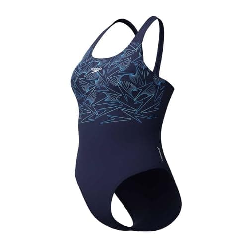 Image of Speedo Women's Hyperboom Placement Muscleback Swimsuit | Quick Drying | Training | Fitness | Chlorine Resistant Swimwear, Lagoon Blue/Celeste, 34