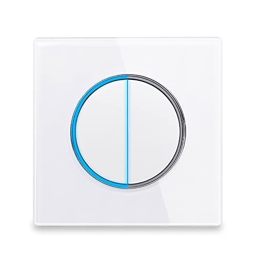 Image of Circle 1/2/3/4 gang 2 way Push Button Wall Light Switch Glass Frame Light LED Indicator (white 2 gang 2 way)