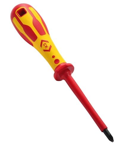 Image of C.K Dextro VDE Pozidriv Screwdriver PZ2 x 100mm, Insulated Screwdrivers for Electricians, Tested to 10,000v, Gripping Precision Tip, Pozi Heavy Duty Screw Driver Electrician, Hand Tools, T49143-2