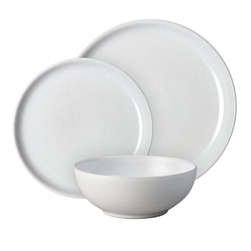Image of Denby - Elements Stone White Dinner Set For 4 - 12 Piece Ceramic Tableware Set - Dishwasher Microwave Safe Crockery Set - 4 x Dinner Plates, 4 x Medium Plates, 4 x Cereal Bowls