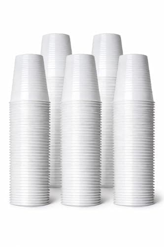 Image of 1ABOVE White Plastic Disposable Drink Cups 180ml (7oz) - 100 Pack for Water Coolers/Travel/Camping/Parties and Events