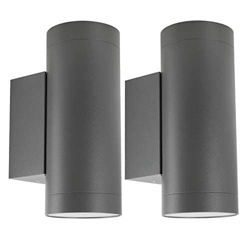 Image of Klighten 2 pcs Outdoor Wall Light IP65 Up Down Outdoor Indoor Wall Lighting Modern Aluminum Wall Lamp for Garden Entrance Corridor Courtyard, Socket GU10, Bulb not Included, Dark Gray