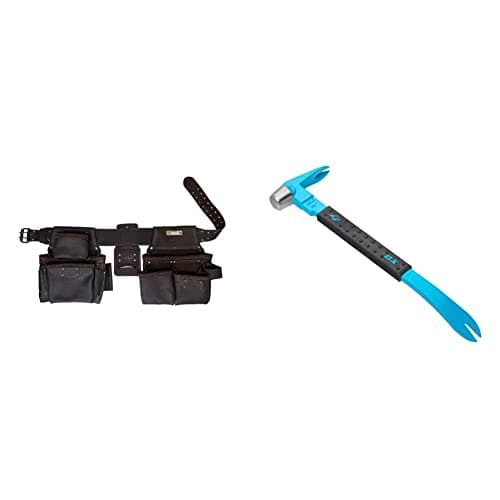 Image of OX Tools OX-P263604 Pro Oil Tanned Leather 4 Piece Construction Rig, Blue & OX Pro Claw Bar 10" / 250mm