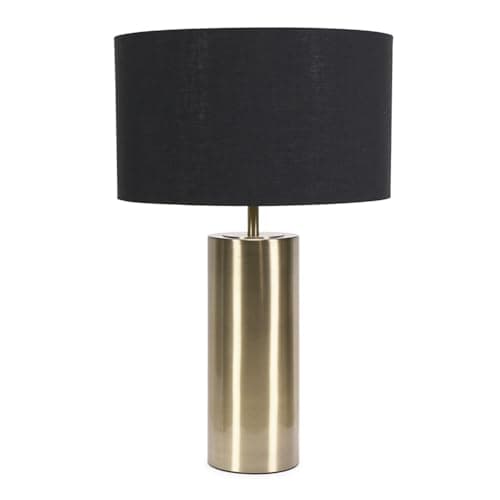 Image of ValueLights | Antique Brass Single Stem Touch Dimmer Light Table Lamp with Black/Gold Shade | Home Décor, Bedside & Desk Lamp | Includes Bulb