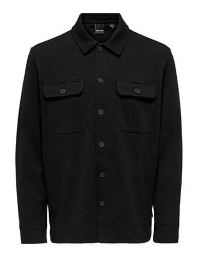 Image of ONLY & SONS Onsnewkodyl Men's Overshirt Sweat Noos, Black, M