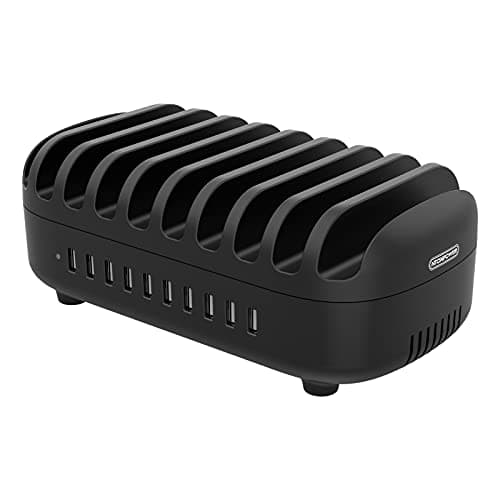 Image of NTONPOWER Charging Station for 10 Tablets or Phones 120W Multi USB Charger for Docking Multiple Devices and Organise Desk- Black