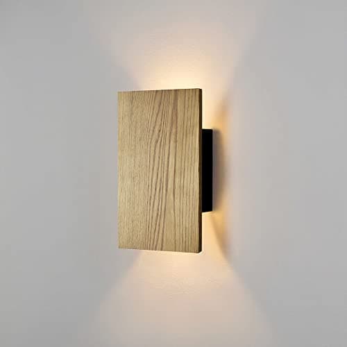 Image of ouglres Wall Lights for Living Room with Switch,Nature Wood Wall Lamp in Modern Design,Vintage Led Wall Sconce Up and Down Indoor for Bedroom,Hallway,Hotel,Retro Night Lamp Warm White,8w,1pack