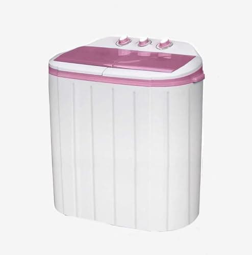 Image of Portable Twin Tub Washing Machine and Dryer 5 KG (3 KG Wash 2 KG Dryer) Electric Mini Washer RV Travel Camping Spin Cycle Dryer Combo Pink/White New