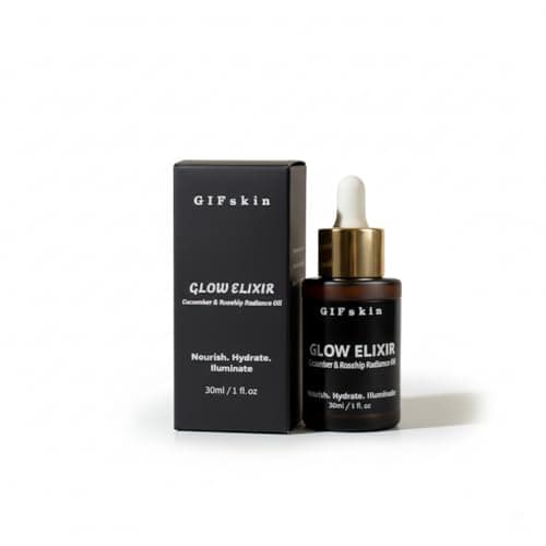 Image of GIFskin Glow Elixir Cucumber + Rosehip Radiance Oil 30ml - Hydrating & Illuminating Formula - Brighten, Promote Glow & Youthful Look & Slow Aging, Vegan & Cruelty Free