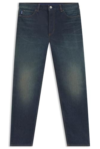 Image of Hugo Men's Brody Tapered Fit Jeans in Blue Stretch Denim, Navy, 34W x 30L