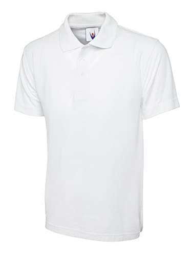 Image of Mens & Womens Classic Polo Shirt Short Sleeve Plain Tee Top Casual Work Sports (XL, White)