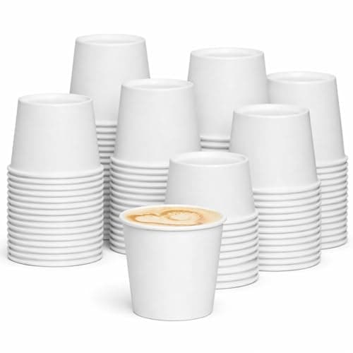 Image of 1ABOVE 100 Pack White Disposable Paper Cups, 100% Natural and Recyclable Hot and Cold Drink Cups, Perfect for Homes and Office (6OZ)
