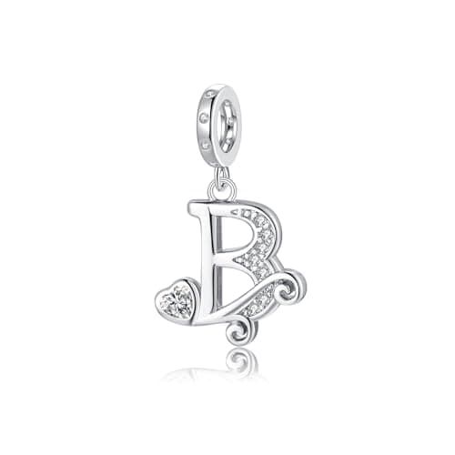 Image of Letter Charms for Pandora Bracelets Silver Alphabet Initial Charms B Bead Pendant Jewelry Gift for Women Girls