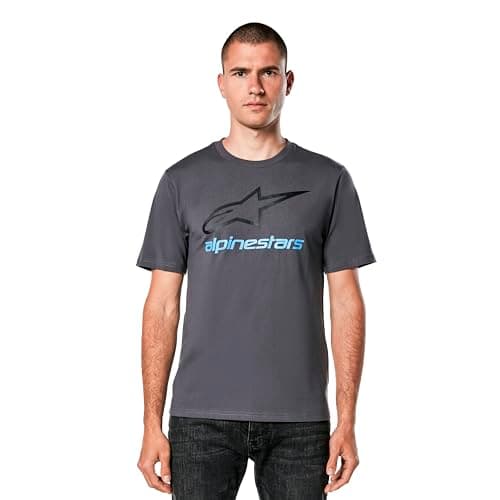 Image of Alpinestars Original Logo Tee Men's Short-Sleeved Crew Neck T-Shirt, Charcoal/Black/Blue, M