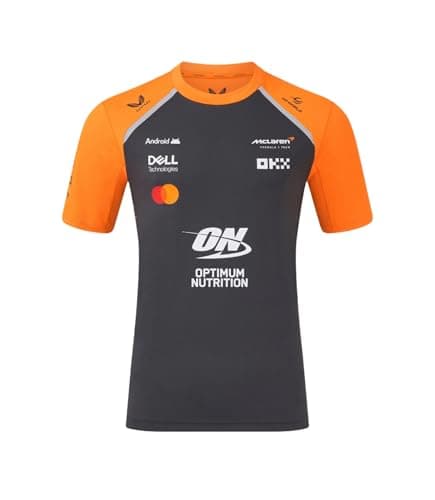 Image of McLaren Formula 1 Team Setup T-Shirt, 2025 Season, Grey and Orange, Official Racing Merchandise (UK, Alpha, M, Regular, Regular, Phantom/Autumn Glory)