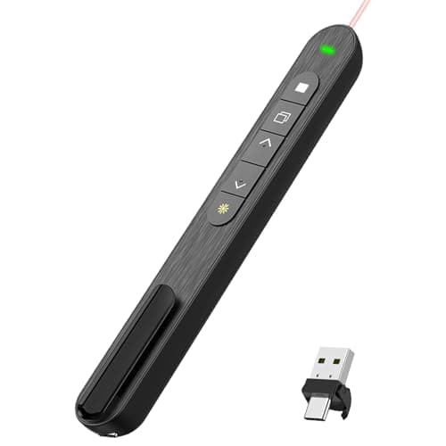 Image of 2025 New USB & Type-C 2 in 1 Clicker for Powerpoint,328FT Wireless Presenter Remote PPT PowerPoint Clicker,2.4GHz Hyperlink Volume Presentation Clicker for Powerpoint Computer Laptop Mac