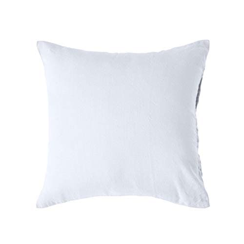 Image of HOMESCAPES Luxury Soft European Linen Pillowcase Plain White Continental Textured Natural French Flax Fibre Linen & Pure 100% Cotton Blend Standard Pillowcase, Square 40 x 40 cm Pillowcase