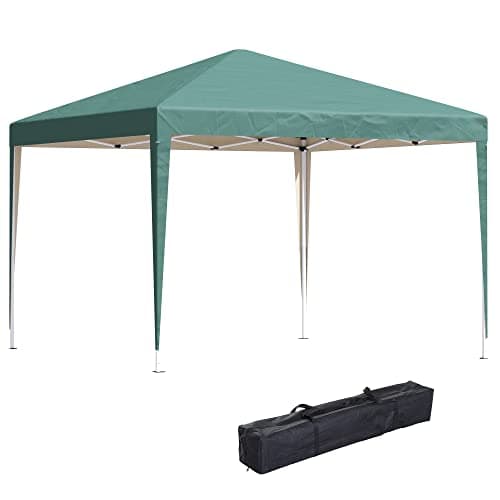 Image of Outsunny 3 x 3M Garden Pop Up Gazebo Height Adjustable Marquee Party Tent Wedding Canopy with Carrying Bag, Green