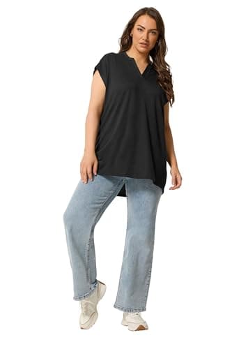 Image of Yours Curve Notch Neck T-Shirt - Women's - Plus Size Curve Black