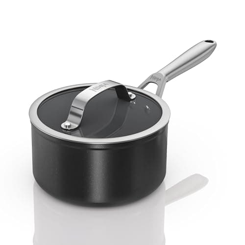 Image of Ninja ZEROSTICK Ceramic Pro 20 cm Saucepan with Glass Lid, Scratch Resistant, Made PTFE-Free, All Hob Compatible, Black, CW30220UK