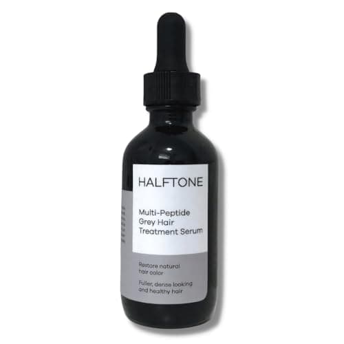 Image of HALFTONE Multi-Peptide Grey Hair Treatment Serum - With Silverfree, Greyverse, Capixyl Peptides - Anti Grey Hair Regrowth, Recover Natural Color Pigment, Scalp Health - Vegan, Scent-Free, Oil-Free