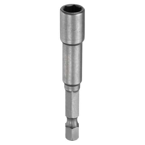 Image of sourcing map Hex Nut Driver Drill Bit 7mm Metric 6-Point Socket 1/4" Hex Shank Magnetic Setter CR-V Steel Bolt Sockets for Power Drills Impact Drivers, 2.56" (65mm) Long