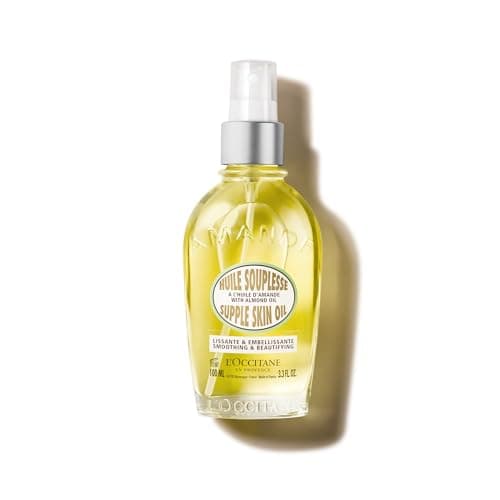 Image of L'OCCITANE Almond Supple Skin Oil 100ml, 50% Pure Almond Oil for Deep Hydration & Glow, Vegan, Fast-Absorbing Body Oil, Luxury Clean Beauty Skincare for Soft, Supple Skin