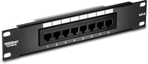Image of TRENDnet 8-Port Cat6 Unshielded RackMount Patch Panel, 10 Inch Wide, 8 x Gigabit RJ-45 Ethernet Ports, TC-P08C6, Black