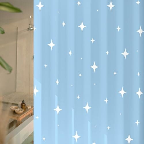 Image of hzkais Shower Curtain, Mould Proof and Mildew Resistant Washable Bathroom Curtains, Shower Curtain for Bathroom, Bath Curtains with Hooks, 180 x 180 cm (71 x 71 Inch) (Blue)