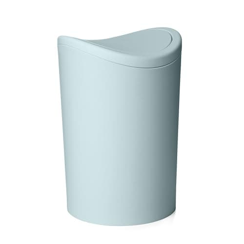 Image of TATAY Bathroom Bin with Swing Lid | 6L Capacity | Compact and Modern Design | Durable and Easy-to-Clean Material | Made in Spain | 19 x 19 x 28 cm – Blue