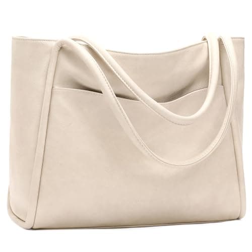 Image of GAEKEAO Tote Bag for Women Simple Ladies Handle Handbags Larger Shoulder Bag Laptop Bags for School Work Travel (White)