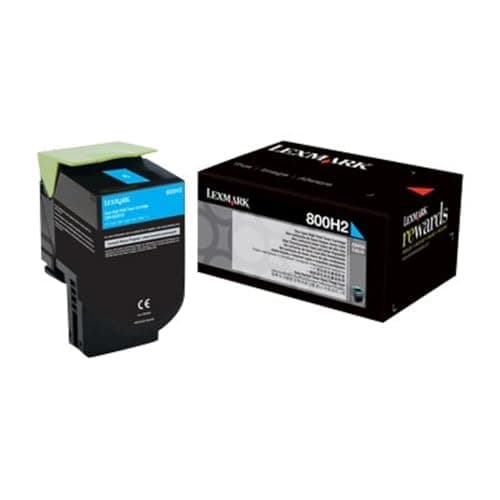 Image of Lexmark 80C0H20, 800H2 High Yield Toner Cartridge, Cyan