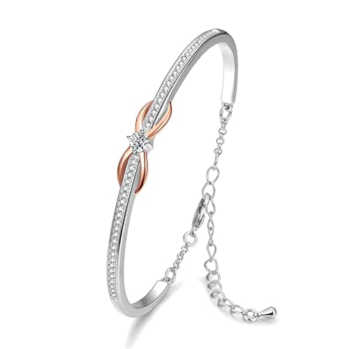 Image of Praelinos Infinity bracelets for womens,18K White Gold and Rose Gold Plated Bracelet‌, Christmas Jewellery for women, Mother's Day, Birthday, Anniversary, Women's Day, Valentines gifts for her