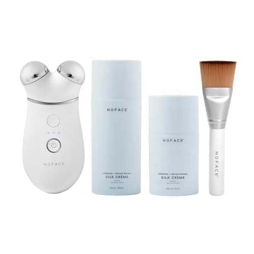 Image of NuFACE TRINITY+ Microcurrent Facial Device Kit - FDA Cleared Face Sculpting & Neck Tightening Device for Contoured Cheeks & Brows + Microcurrent Gel Activator, Silk Creme & Brush