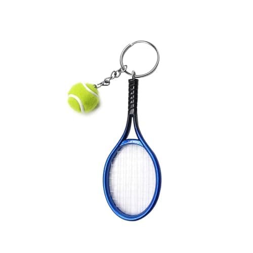 Image of Shirene Tennis Racket Keychain,Tennis Keychains,Cute Mini Tennis Ball Key Ring Pendant - Creative Car Accessories & Decorative Key Chain Charm for Tennis Lovers,Players and Fans