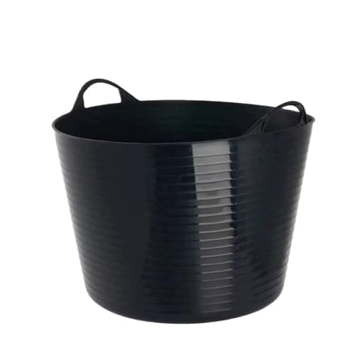 Image of 42L Heavy Duty Flexible Trug Bucket Black (Pack Of 3) – Large Builders Bucket with Handles, Multipurpose Plastic Tub for Garden, Laundry, Construction, Cleaning & Storage