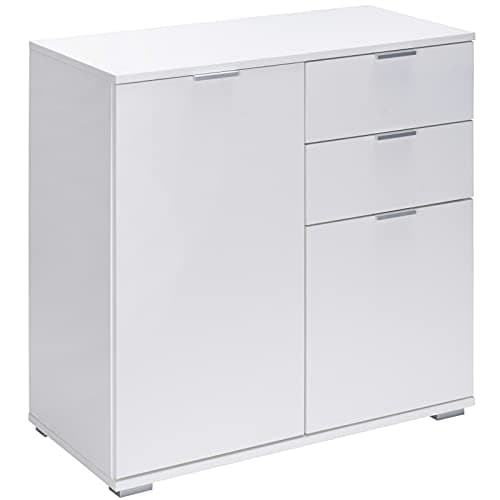 Image of CASARIA® Alba Sideboard | 2 Drawers 2 Doors | 71x74x35cm | Bookcase | Bedroom Bathroom Living Room Kitchen Hallway Furniture Storage Unit | White Side Cabinet