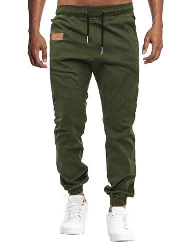 Image of VMSUCIJ Mens Cargo Trousers Joggers for Men UK Work Trousers Outdoor Pants Cotton Chinos Regular Fit Multi-Pocket,Army Green 01,M