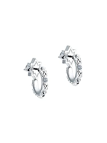 Image of All We Are Bozena Mini Star Crystal Hoop Earring (Silver Tone/Crystal)