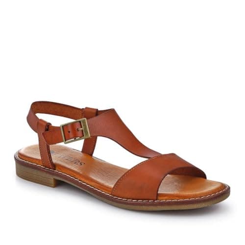 Image of All-Leather Buckled Sandals - Tan Size 4