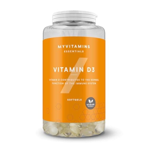 Image of Myvitamins Vitamin D3 Softgels – 180 High Strength Capsules with 25 mcg Cholecalciferol – Supports Immune System, Bone Health & Muscle Function – Easy-to-Swallow Vitamin D Supplement