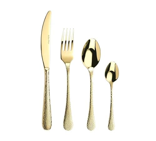 Image of Arthur Price CAVA3201 Champagne Avalon 32 Piece 8 Person Cutlery Set, Stainless Steel, Gold