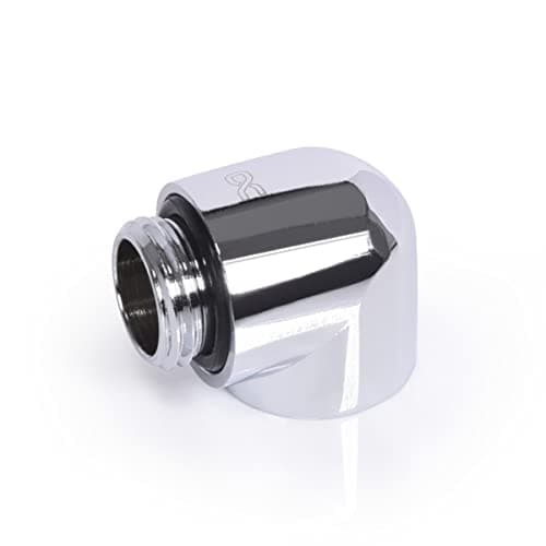 Image of Alphacool Eiszapfen Adapter 90 Grad G1/4 Zoll AG auf G1/4 Zoll IG - chrome